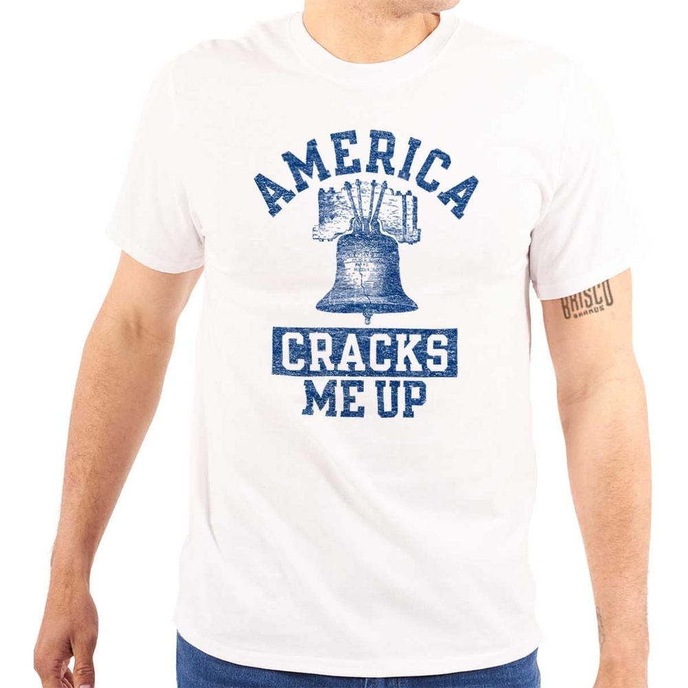 image:imageAmerica Cracks Me Up Liberty Bell USA Graphic T Shirt Men or WomenWhite
