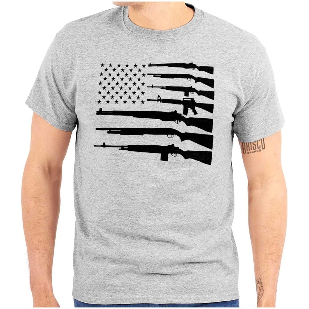 image:imageAmerican Flag Arms USA Pro 2A Rights Graphic T Shirt Men or WomenSport Grey