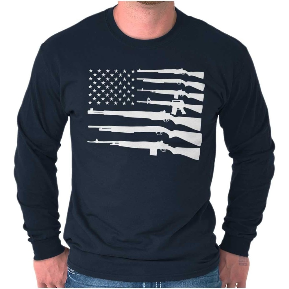 image:imageAmerican Flag Arms USA Pro 2A Rights Long Sleeve Tshirt Men WomenNavy