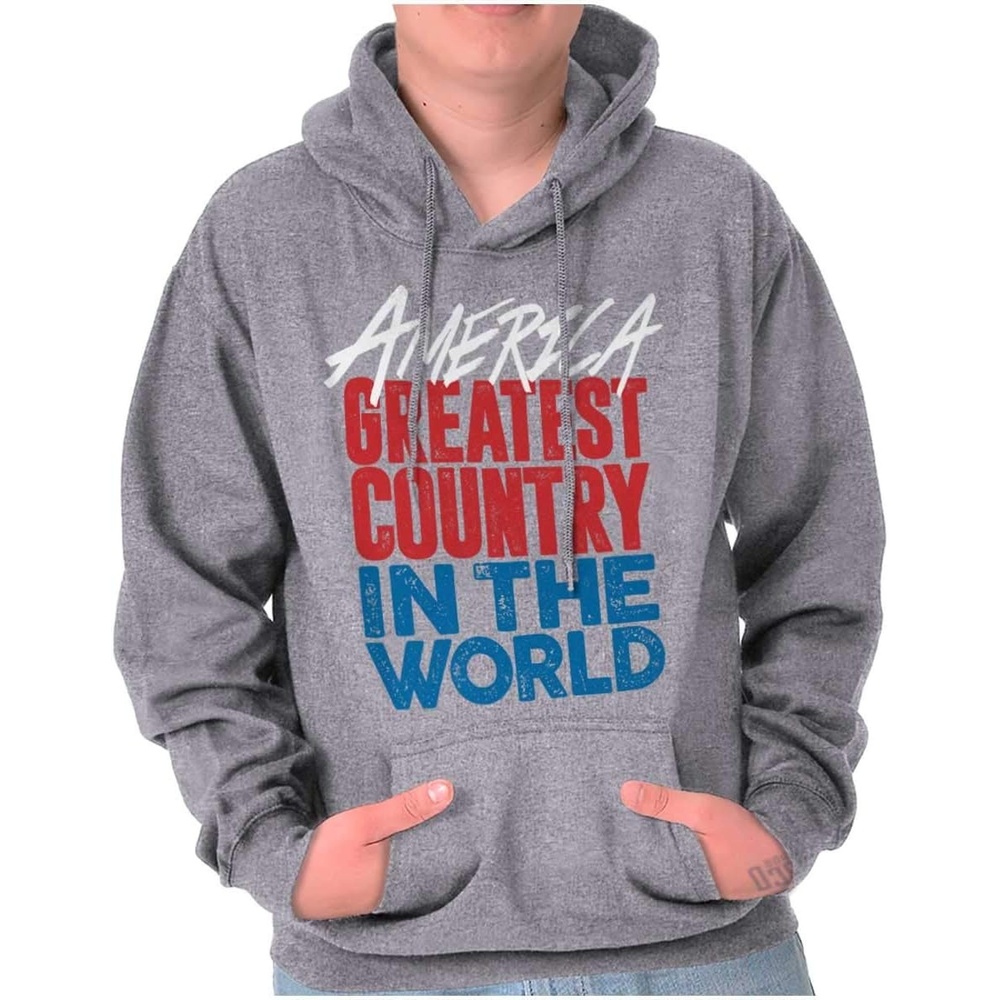 image:imageBrisco Brands America Greatest Country in the World Hoodie Sweatshirt Women MenSport Grey