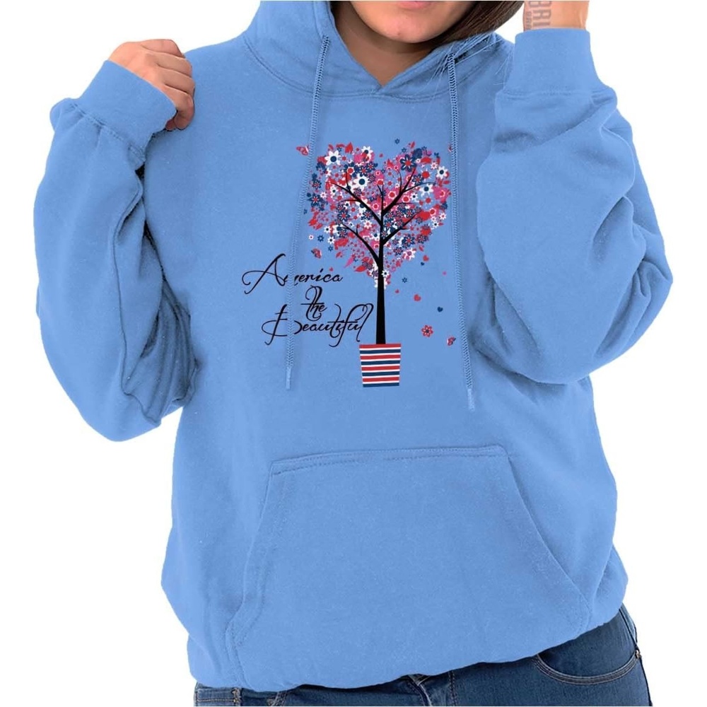 image:imageBrisco Brands America the Beautiful Cute Patriotic Hoodie Sweatshirt WomenCarolina Blue