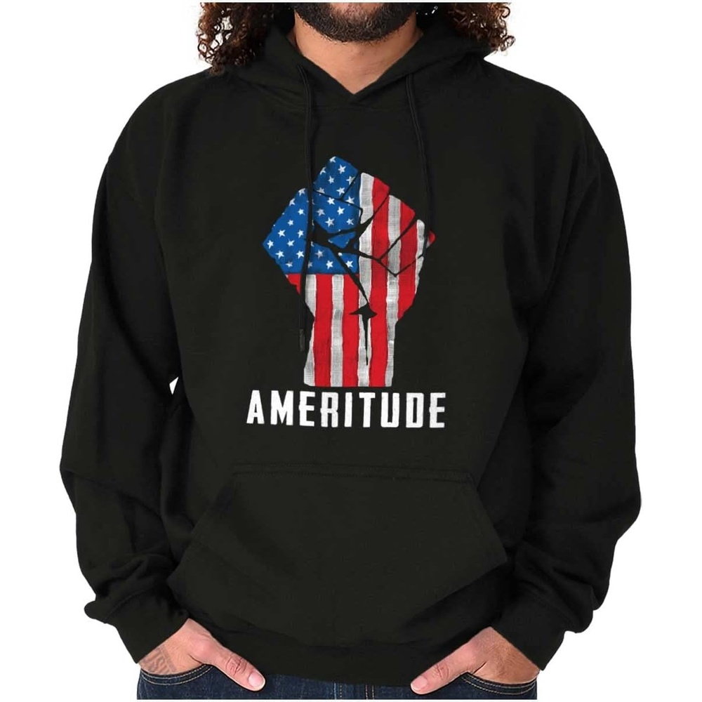 image:imageBrisco Brands American Attitude Rebel Patriot Hoodie Sweatshirt Women MenBlack