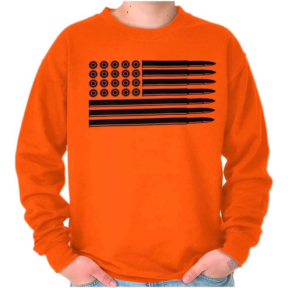 image:imageBrisco Brands Ammo Bullet 2nd Amendment Flag Sweatshirt for Men or WomenOrange