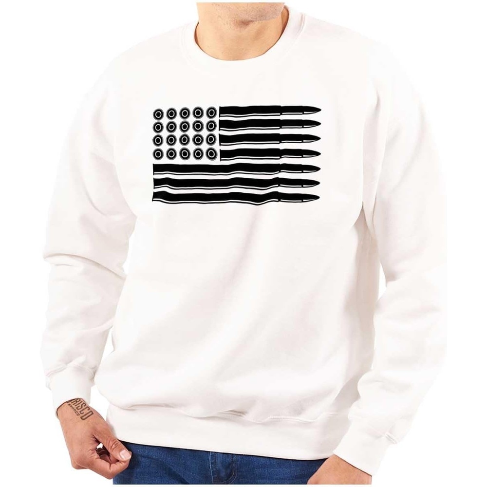 image:imageBrisco Brands Ammo Bullet 2nd Amendment Flag Sweatshirt for Men or WomenWhite