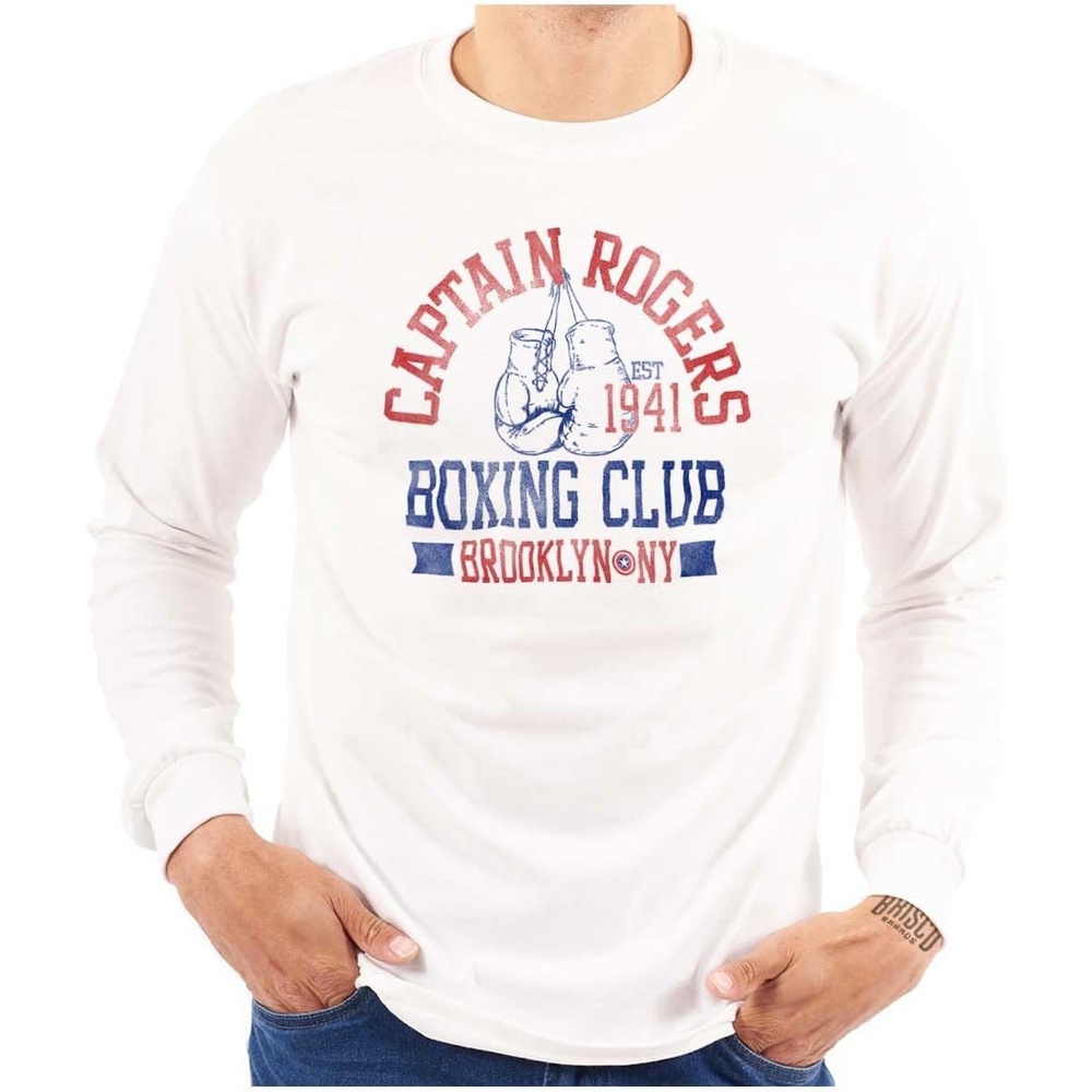 image:imageBrisco Brands Captain Rogers 1941 Boxing Club NY Long Sleeve Tshirt Men WomenWhite
