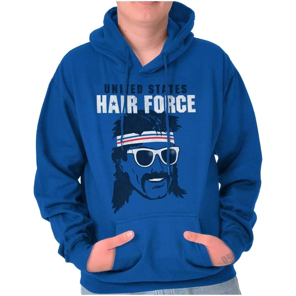 image:imageBrisco Brands Funny 4th of July USAF USA Hair Force Hoodie Sweatshirt Women MenRoyal