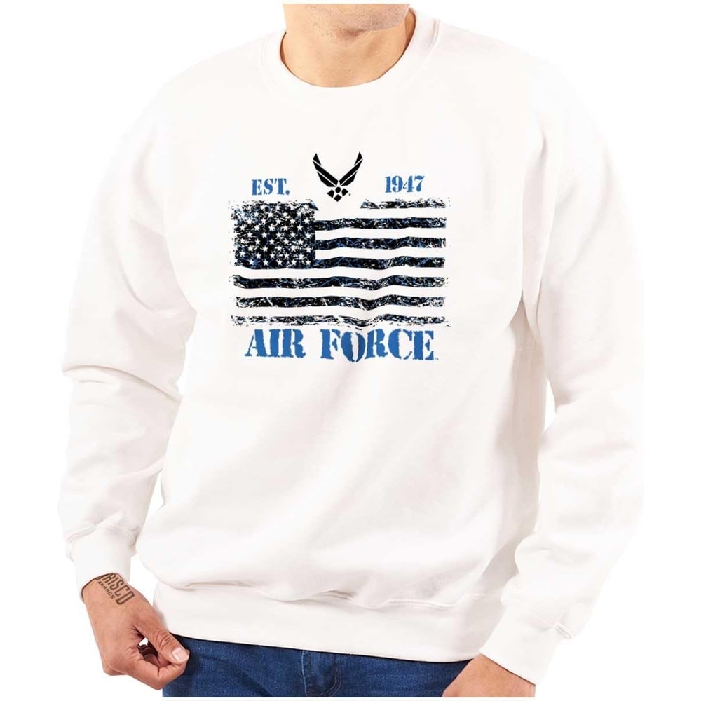 image:imageBrisco Brands US Air Force United States Flag Sweatshirt for Men or WomenWhite