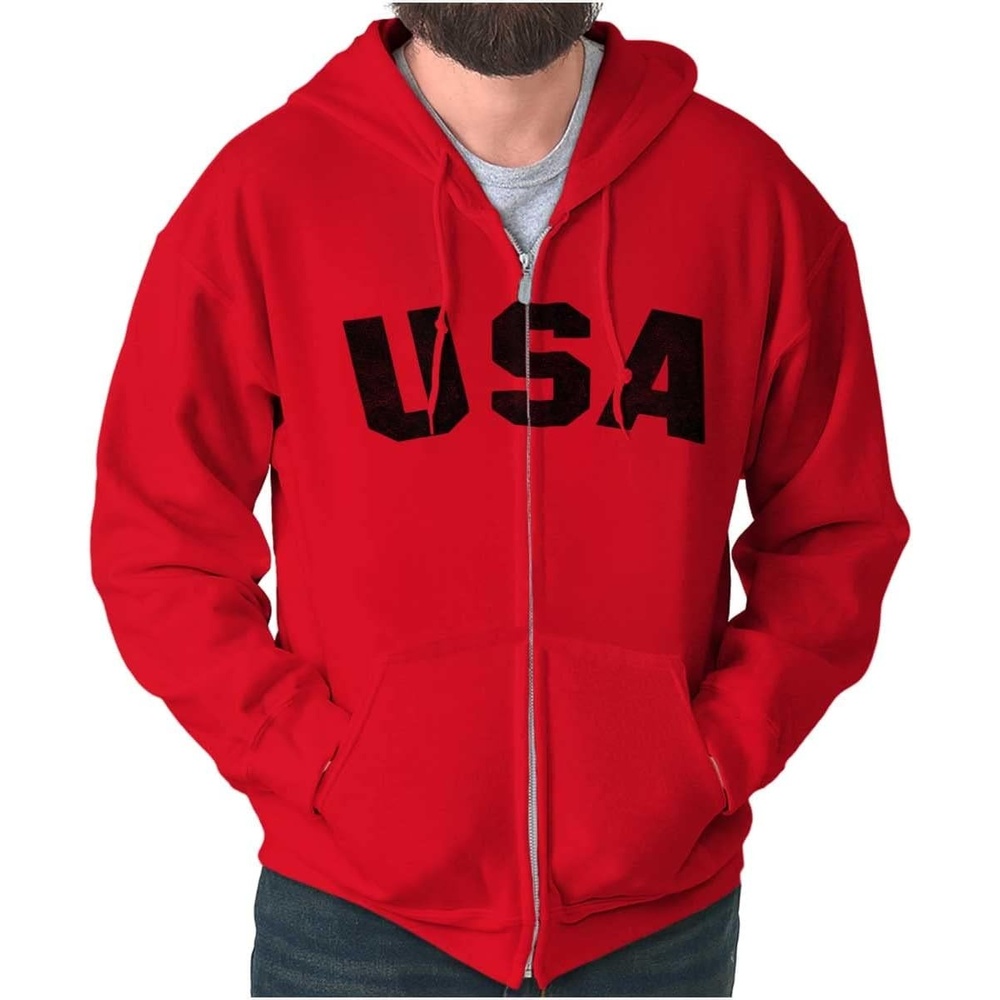 image:imageBrisco Brands United States of America USA Patriot Zip Up Hoodie Mens WomensRed