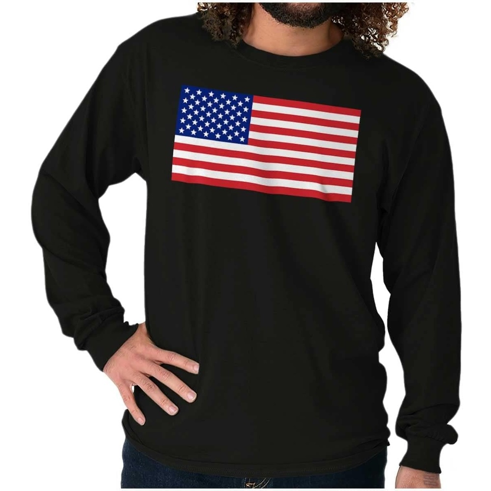 image:imageClassic American Flag USA Pride Long Sleeve Tshirt Men WomenBlack