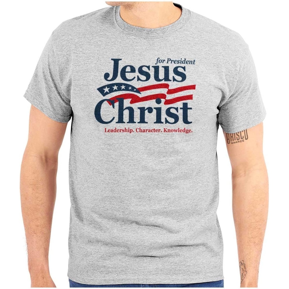 image:imageJesus Christ for President Funny Graphic T Shirt Men or WomenSport Grey