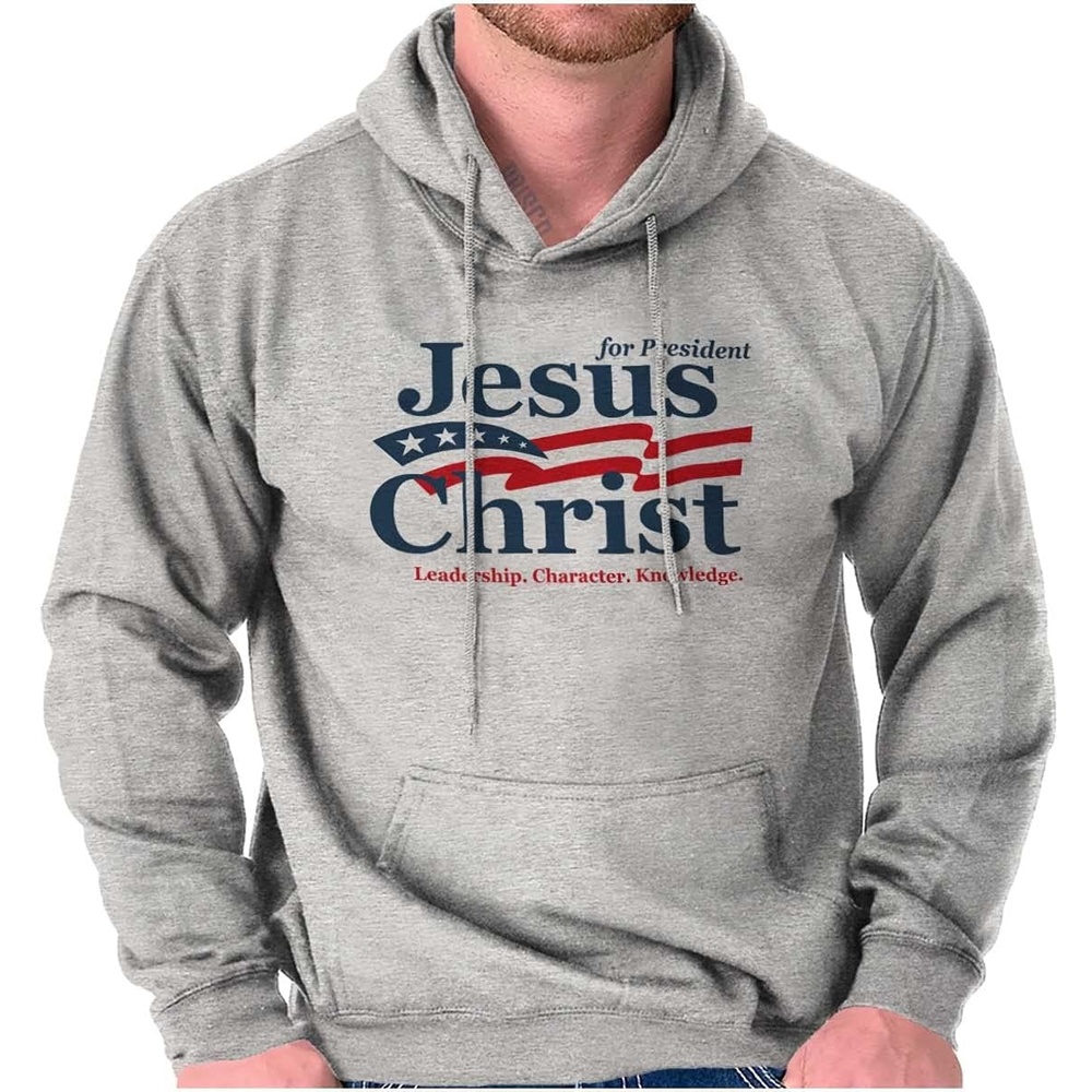 image:imageJesus Christ for President Funny Hoodie Sweatshirt Women MenSport Grey