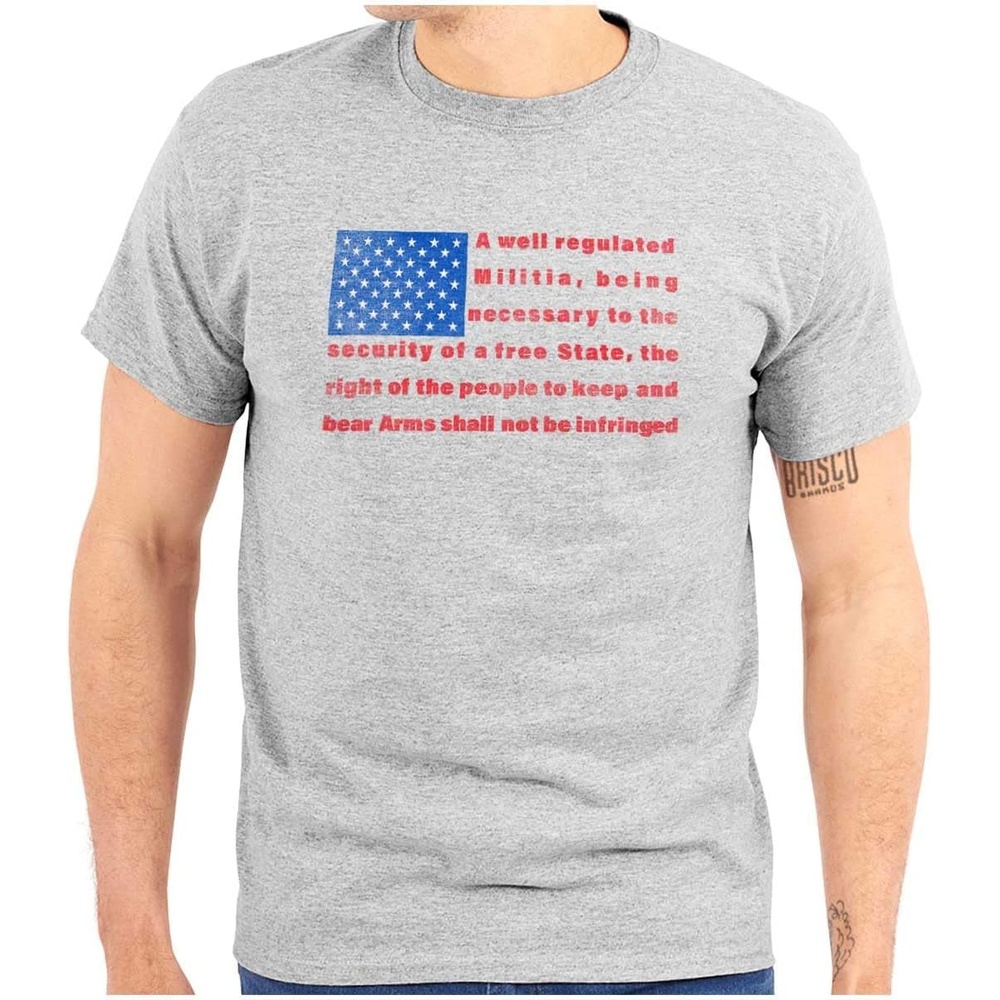image:imageUSA Flag Pro Amendment Quote Stripes Graphic T Shirt Men or WomenSport Grey