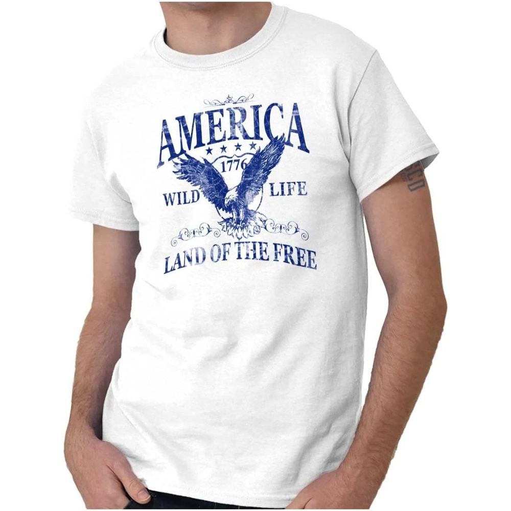 image:imageUSA Land of The Free Patriotic Eagle Graphic T Shirt Men or WomenWhite
