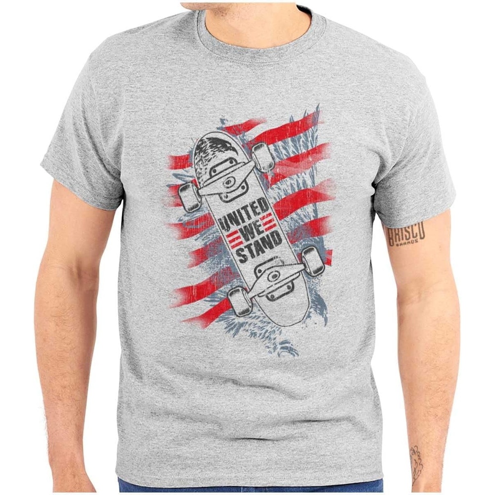 image:imageUnited We Stand American Skateboarder Graphic T Shirt Men or WomenSport Grey