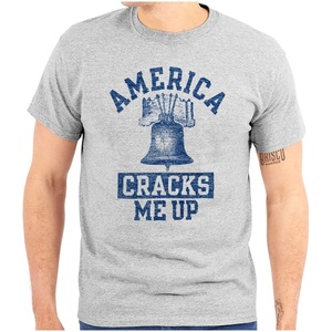 America Cracks Me Up Liberty Bell USA Graphic T Shirt Men or Women(Sport Grey)