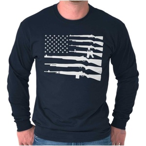 American Flag Arms USA Pro 2A Rights Long Sleeve Tshirt Men Women(Navy)