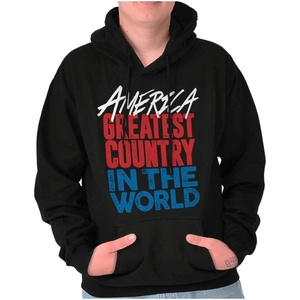 Brisco Brands America Greatest Country in the World Hoodie Sweatshirt Women Men(Black)