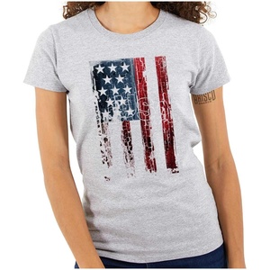 Brisco Brands American Flag Vertical Star Antique Womens Slim Fit Graphic Tee