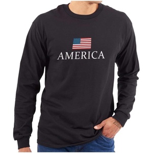 Brisco Brands American Pride Patriotic July 4th Long Sleeve Tshirt Men Women(Black)