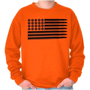 Brisco Brands Ammo Bullet 2nd Amendment Flag Sweatshirt for Men or Women(Orange)