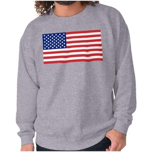Brisco Brands Classic American Flag USA Pride Sweatshirt for Men or Women(Sport Grey)