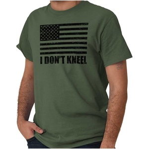 Brisco Brands Don’t Kneel Anti Protest Patriotic Graphic T Shirt Men or Women(Military Green)