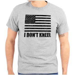 Brisco Brands Don’t Kneel Anti Protest Patriotic Graphic T Shirt Men or Women(Sport Grey)