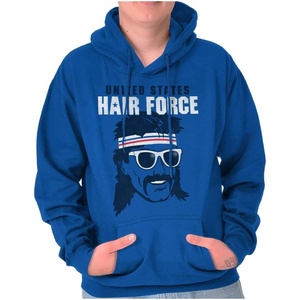 Brisco Brands Funny 4th of July USAF USA Hair Force Hoodie Sweatshirt Women Men(Royal)