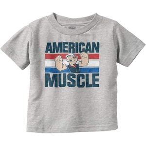 Brisco Brands Popeye The Sailor American Muscle Youth T Shirt Tee Boys(Heather)