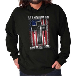Brisco Brands Stand For Flag Kneel The Cross Hoodie Sweatshirt Women Men(Black)