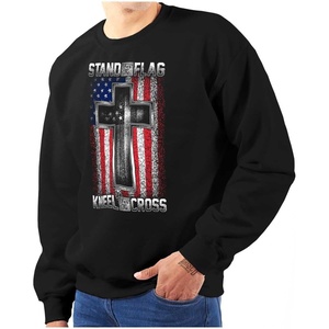 Brisco Brands Stand For Flag Kneel The Cross Sweatshirt for Men or Women(Black)