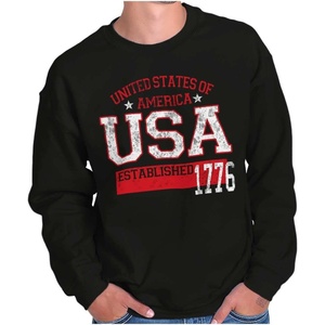 Brisco Brands USA Est 1776 Patriotic Americana Sweatshirt for Men or Women(Black)