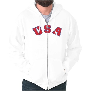 Brisco Brands USA United States Patriotic 4th July Zip Up Hoodie Mens Womens(White)
