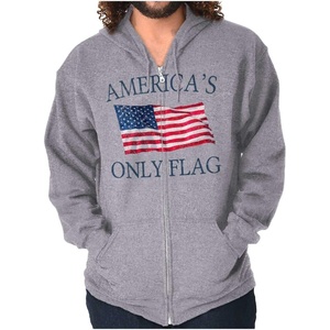 Classic Teaze Americas Only Flag American USA Pride Zip Up Hoodie Mens Womens(Sport Grey)