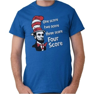 Four Score Abe Lincoln in Funny Hat Graphic T Shirt Men or Women(Royal)