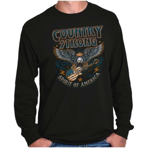 Spirit of American Flag Eagle Strong Long Sleeve Tshirt Men Women(Black)