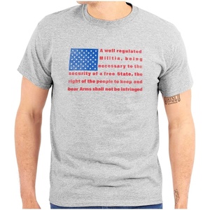 USA Flag Pro Amendment Quote Stripes Graphic T Shirt Men or Women(Sport Grey)