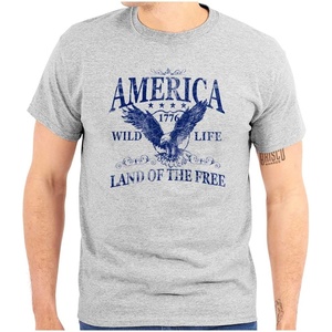 USA Land of The Free Patriotic Eagle Graphic T Shirt Men or Women(Sport Grey)