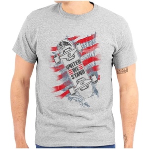 United We Stand American Skateboarder Graphic T Shirt Men or Women(Sport Grey)