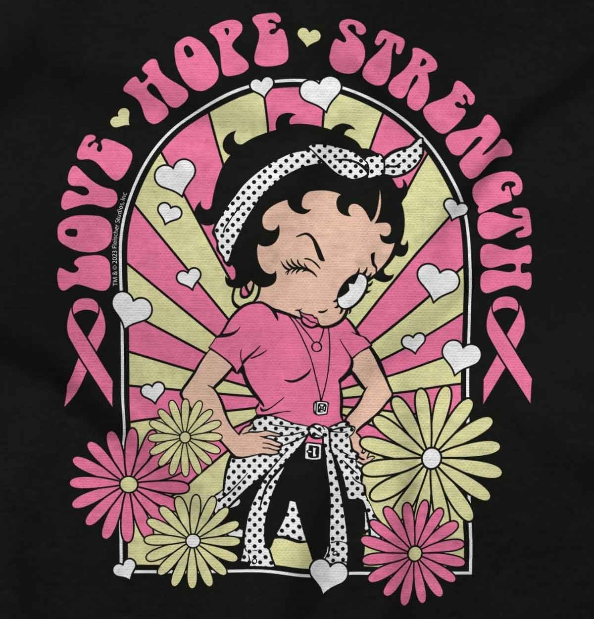 image:imageBetty Boop Breast Cancer Positivity Hoodie Sweatshirt WomenBlack