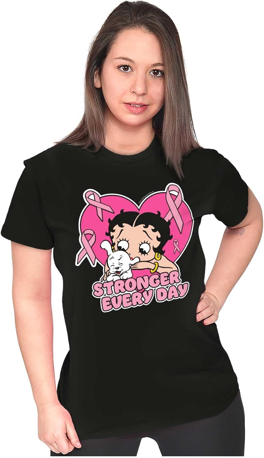 image:imageBetty Boop Cancer Stronger Every Day Womens Slim Fit Graphic TeeBlack