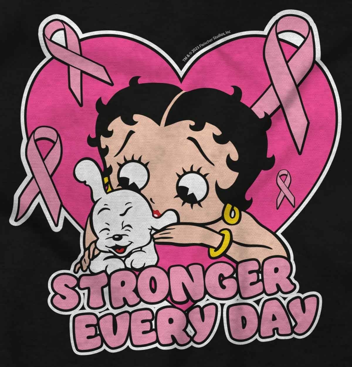image:imageBetty Boop Cancer Stronger Every Day Womens Slim Fit Graphic TeeBlack