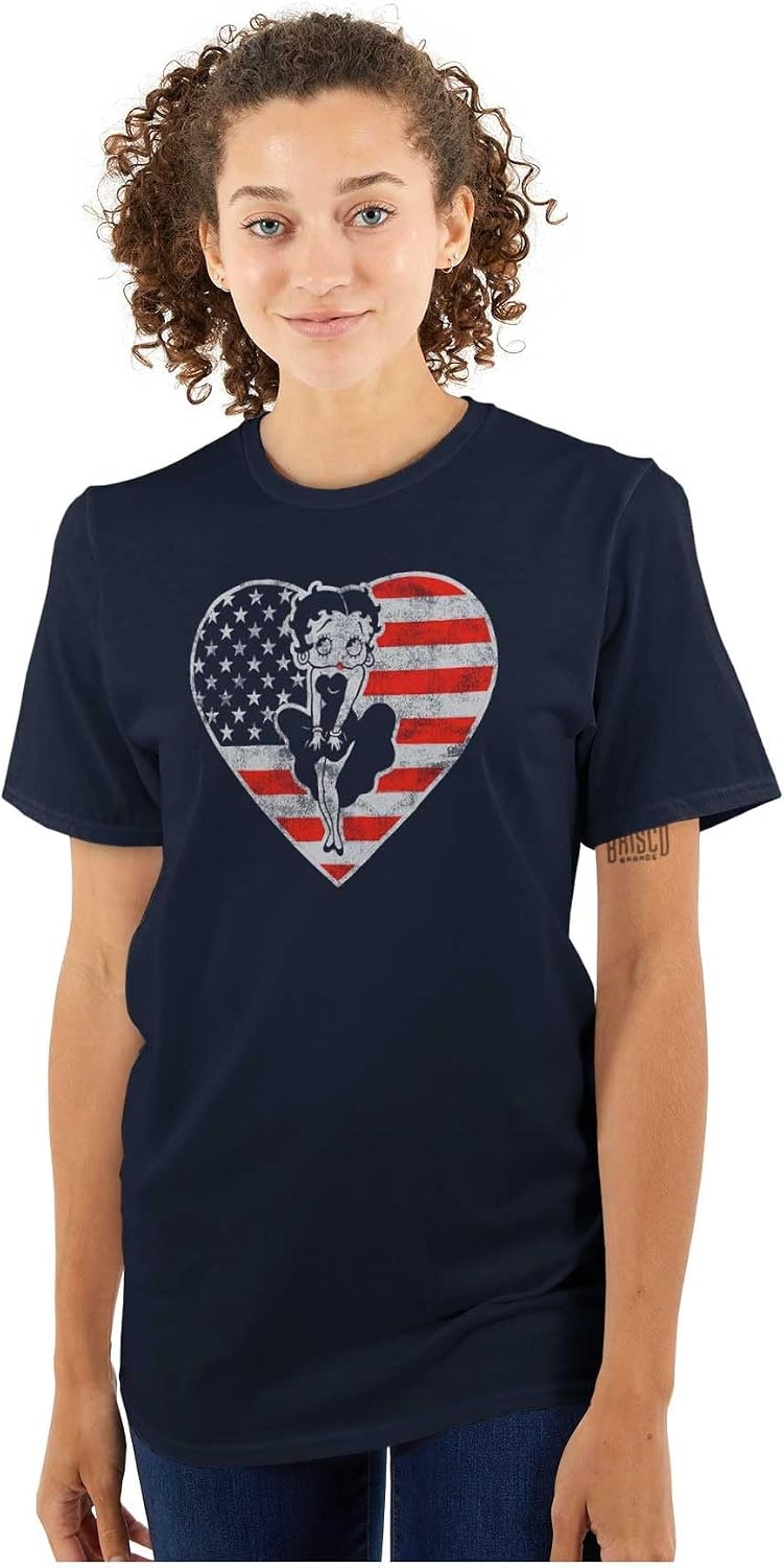 image:imageBetty Boop Heart Patriotic Vintage Womens Graphic T Shirt TeesNavy