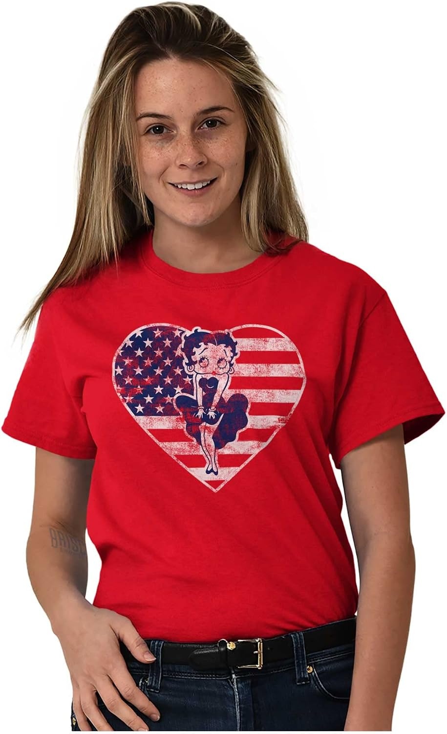 image:imageBetty Boop Heart Patriotic Vintage Womens Graphic T Shirt TeesRed