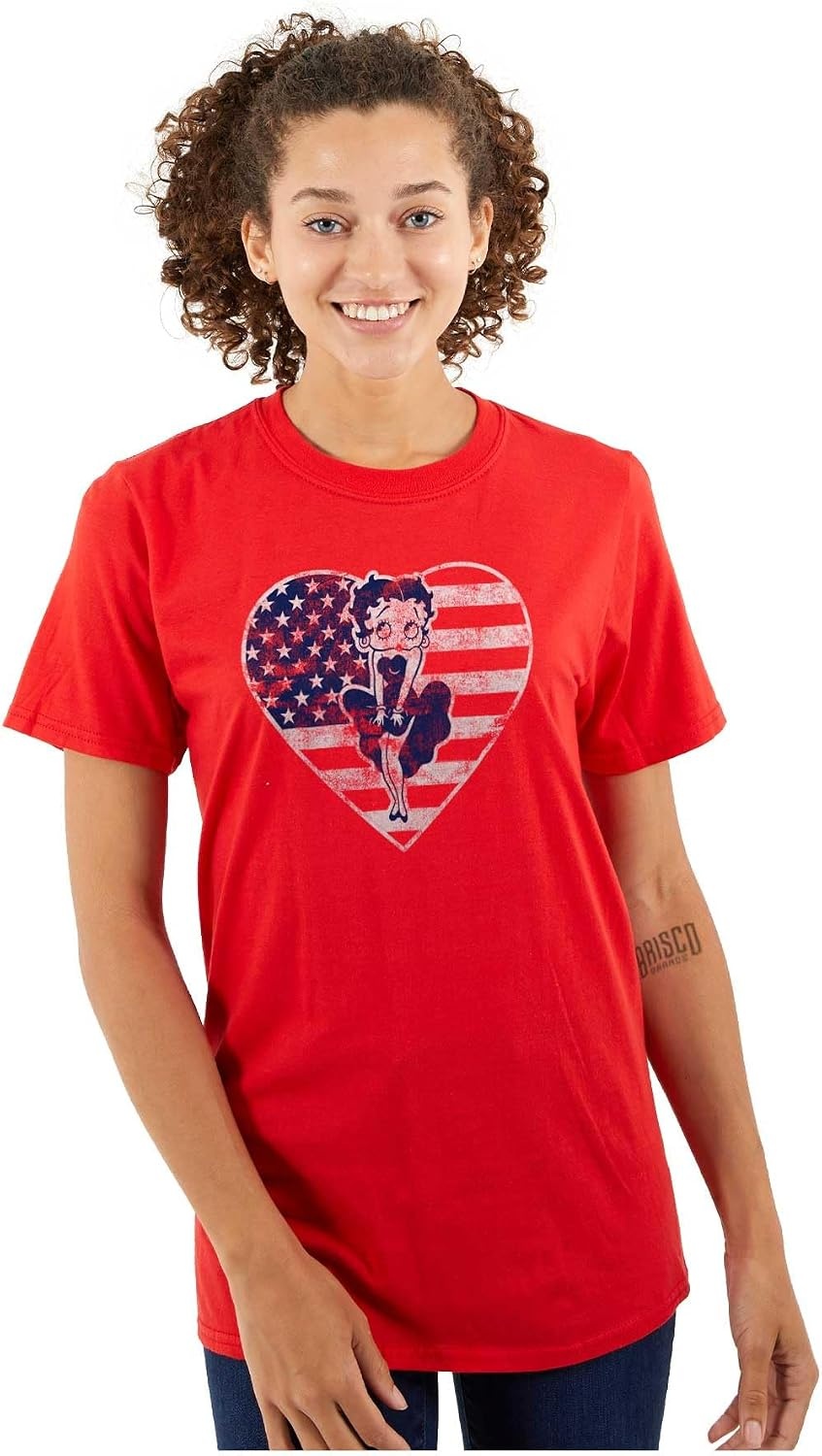 image:imageBetty Boop Heart Patriotic Vintage Womens Graphic T Shirt TeesRed