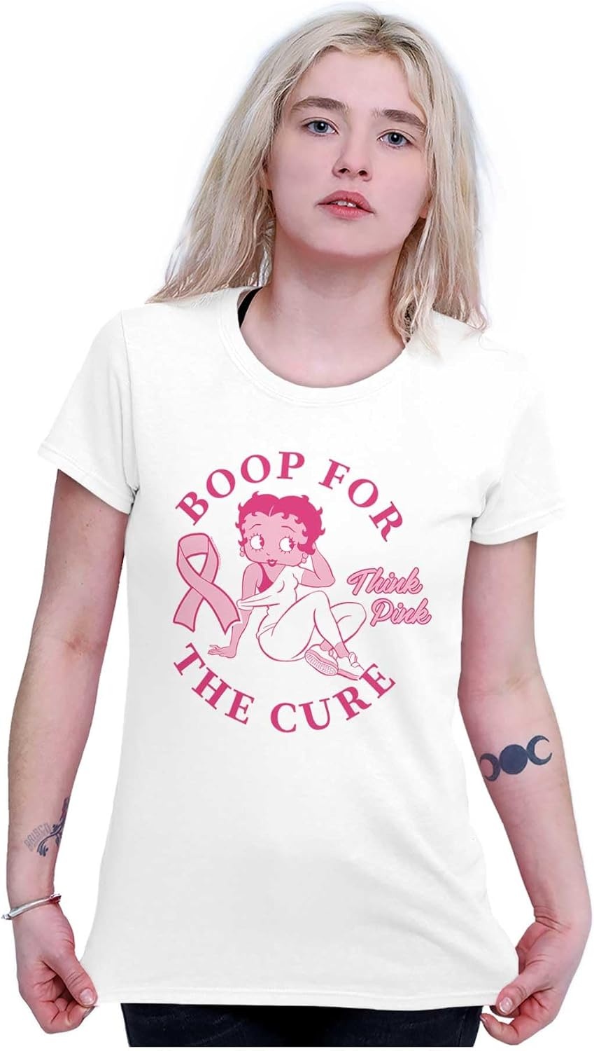 image:imageBreast Cancer Betty Boop for The Cure Womens Slim Fit Graphic TeeWhite