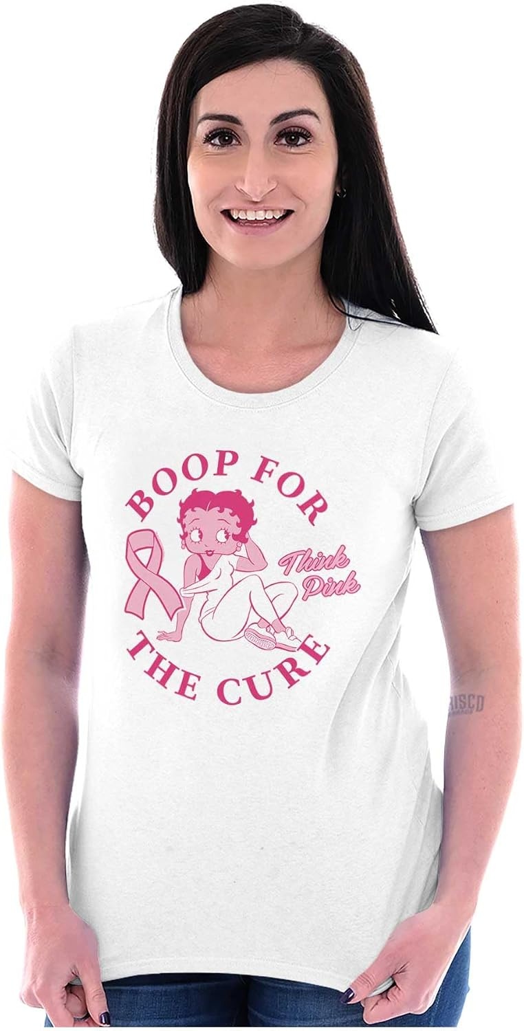 image:imageBreast Cancer Betty Boop for The Cure Womens Slim Fit Graphic TeeWhite