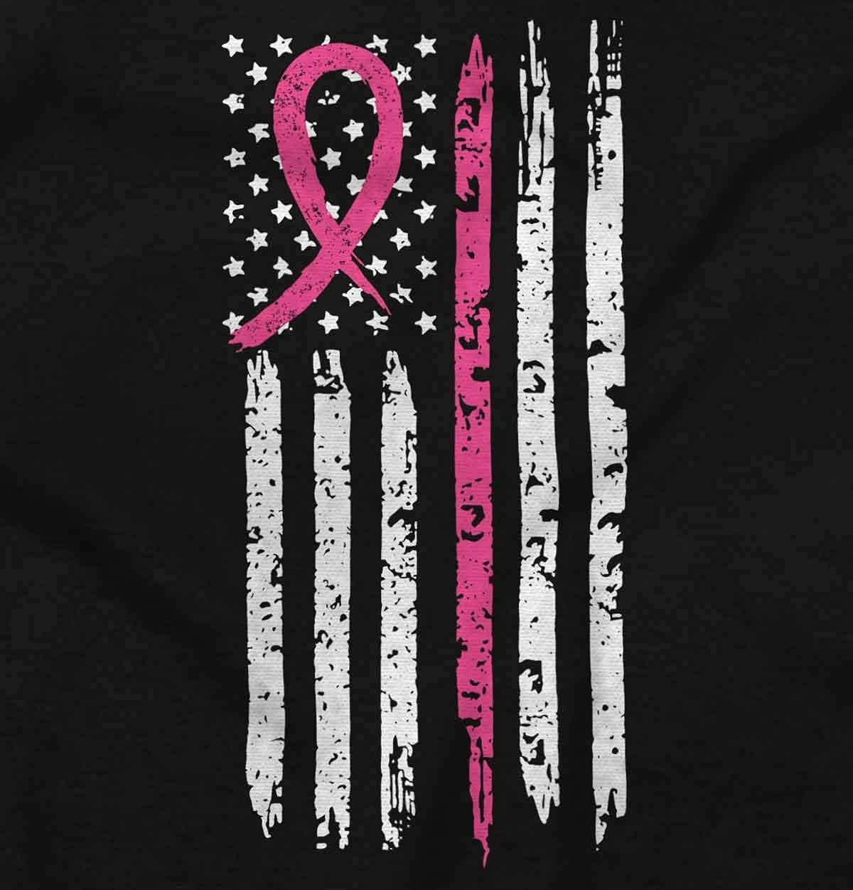 image:imageBreast Cancer Pink Line American Flag Graphic T Shirt Men or WomenBlack