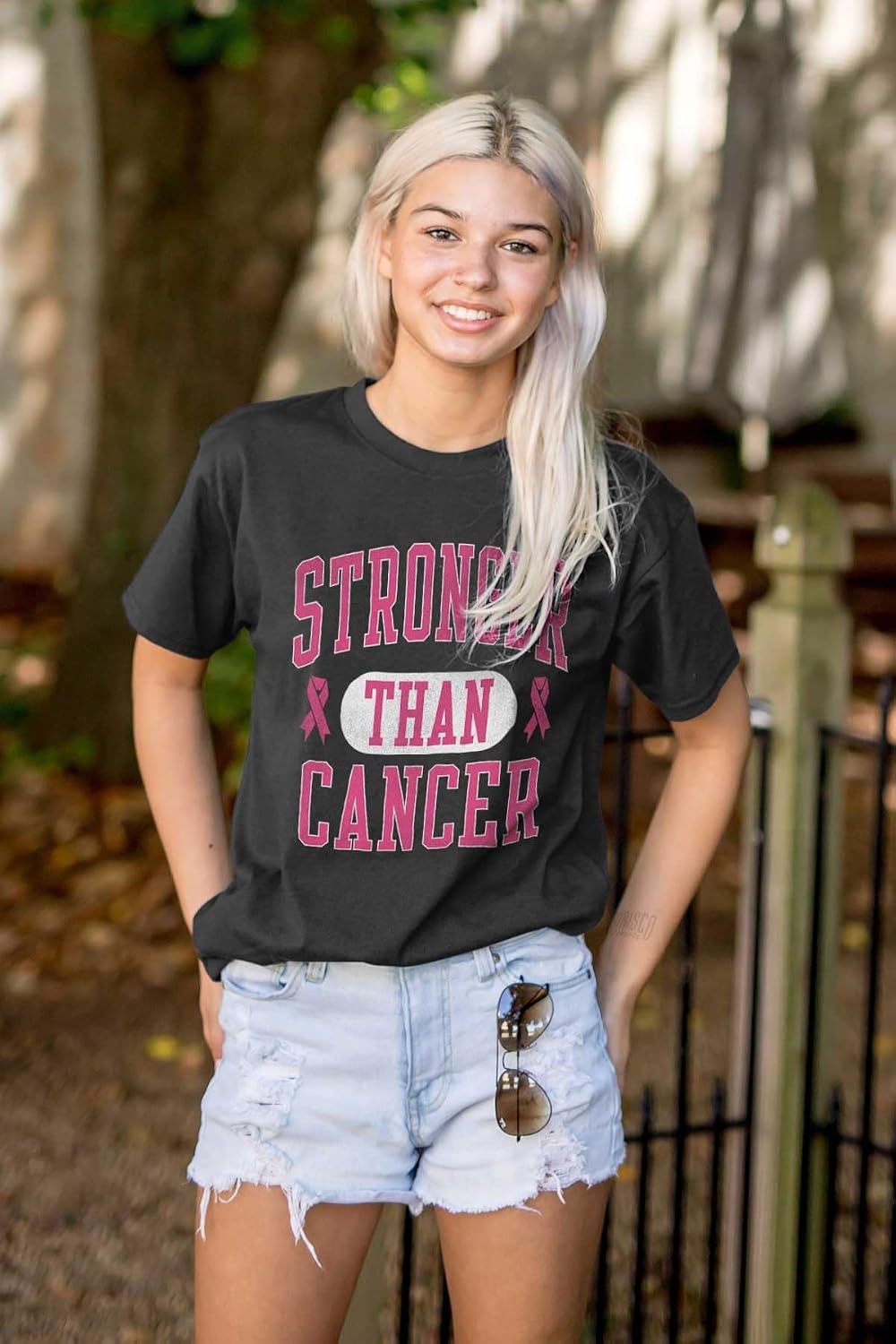 image:imageBreast Cancer Stronger Than Cancer Womens Graphic T Shirt TeesBlack