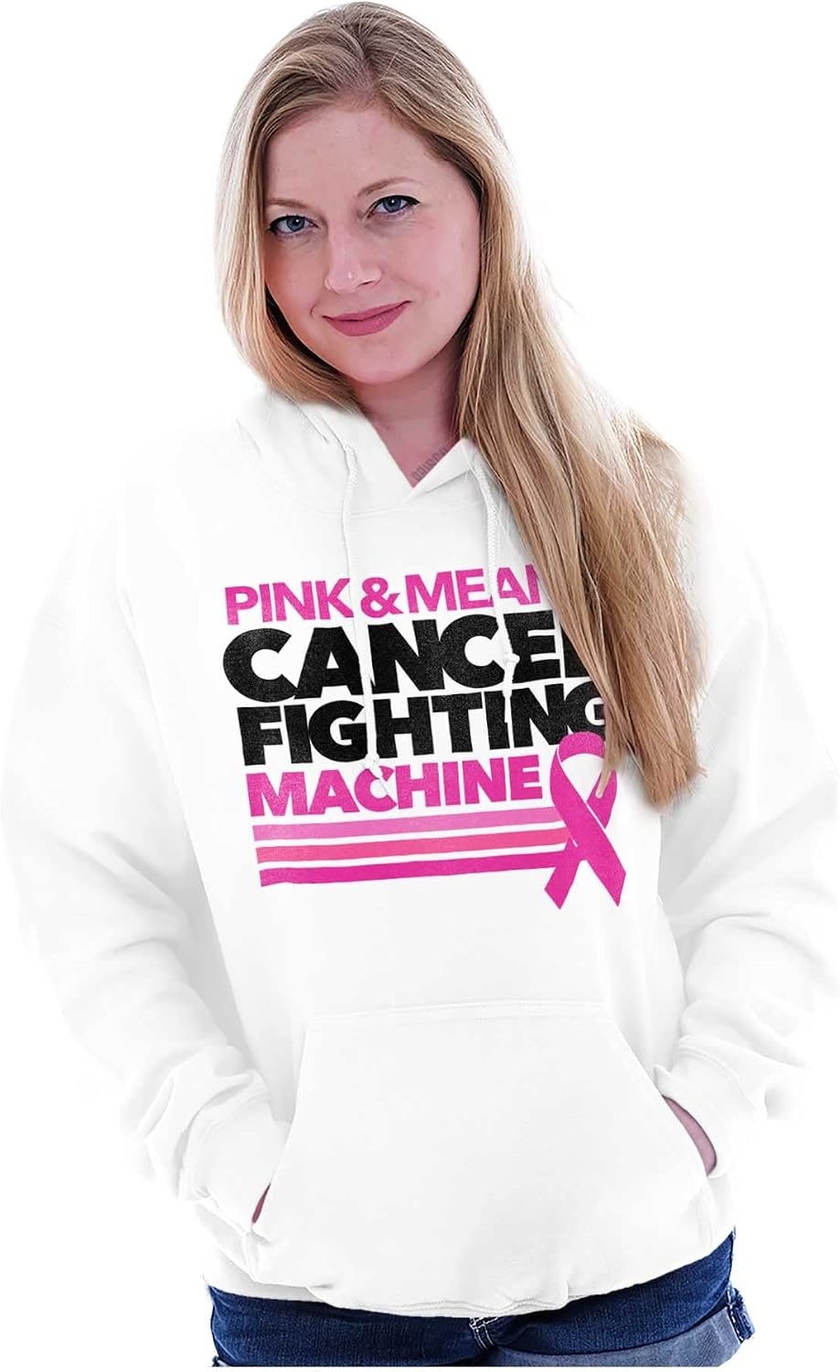 image:imageBrisco Brands Breast Cancer Fighting Machine Hoodie Sweatshirt WomenWhite
